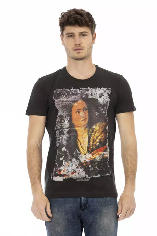 Trussardi Action Black Cotton Men T-Shirt - ClickThatClicks 