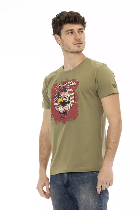 Trussardi Action Green Cotton Men T-Shirt - ClickThatClicks 