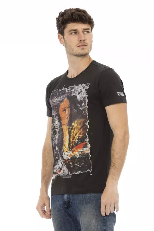 Trussardi Action Black Cotton Men T-Shirt - ClickThatClicks 