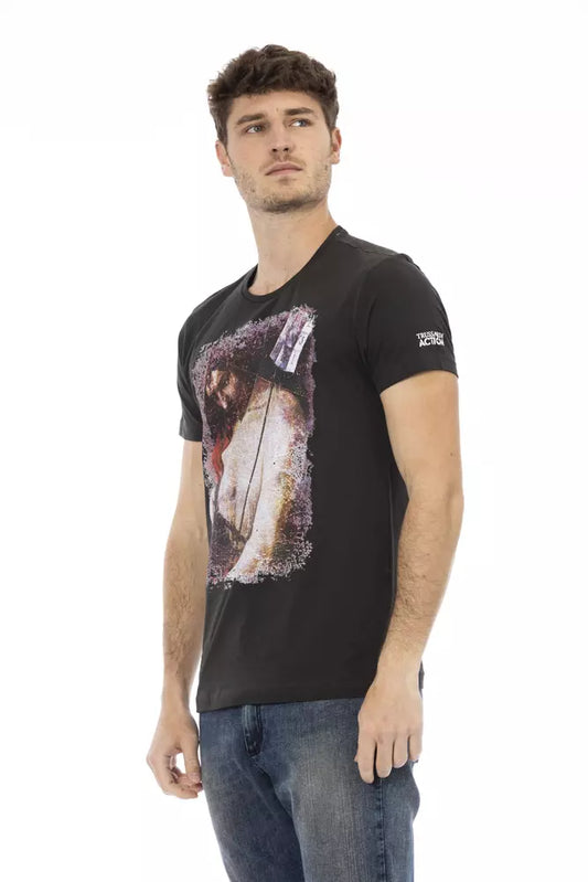 Trussardi Action Black Cotton Men T-Shirt - ClickThatClicks 