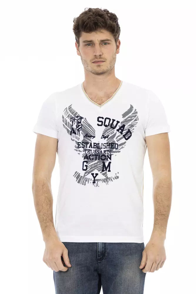 Trussardi Action White Cotton Men's T-Shirt - ClickThatClicks 