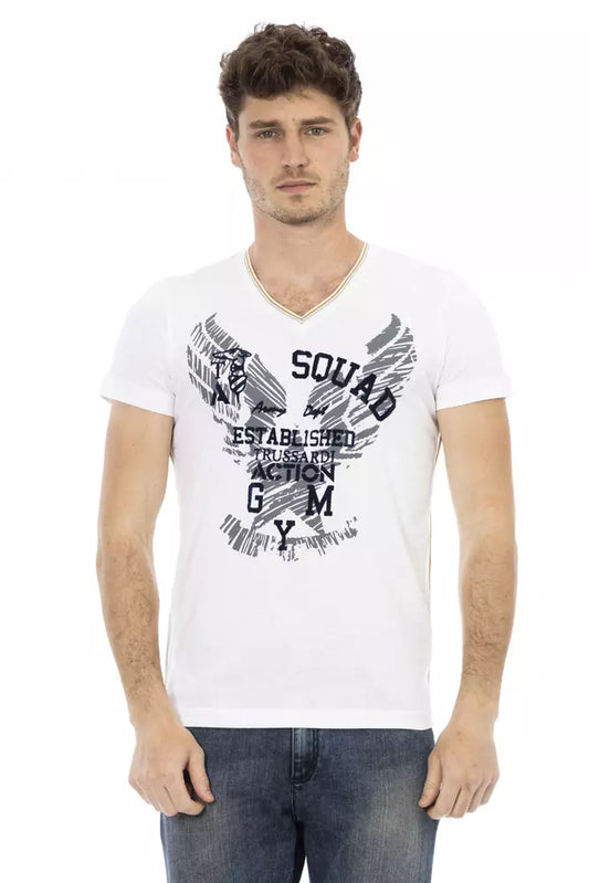 Trussardi Action White Cotton Men's T-Shirt - ClickThatClicks 