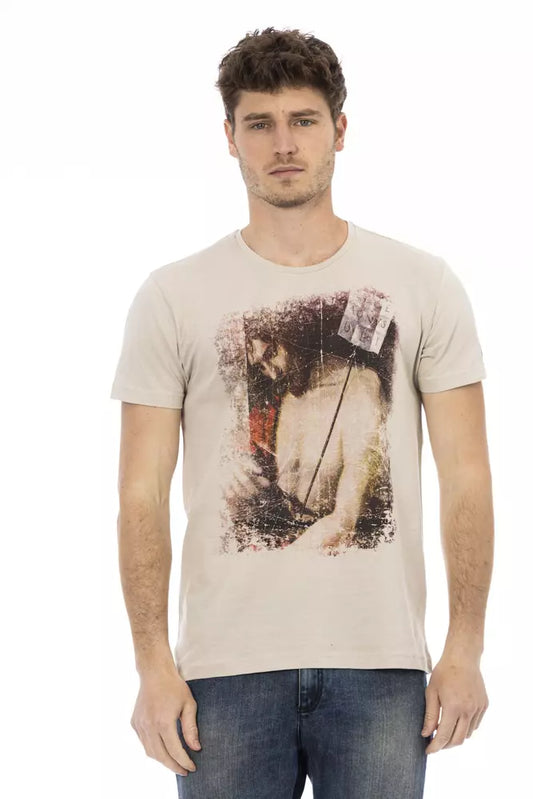 Trussardi Action Beige Cotton Men T-Shirt - ClickThatClicks 