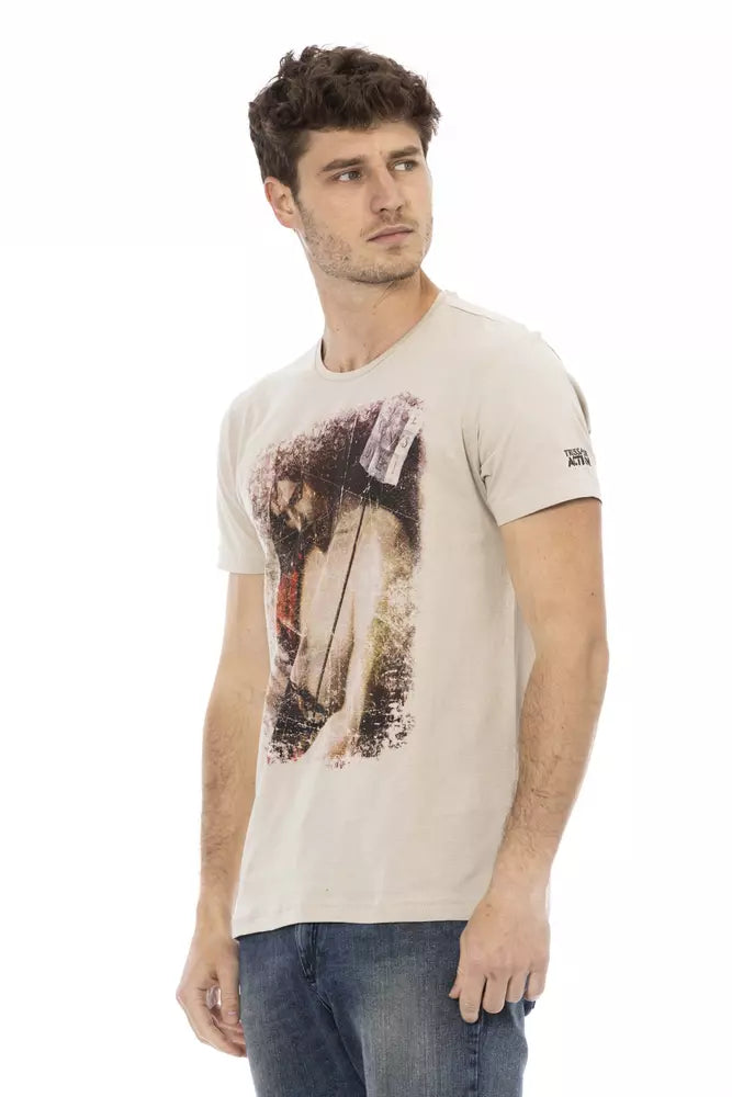 Trussardi Action Beige Cotton Men T-Shirt - ClickThatClicks 