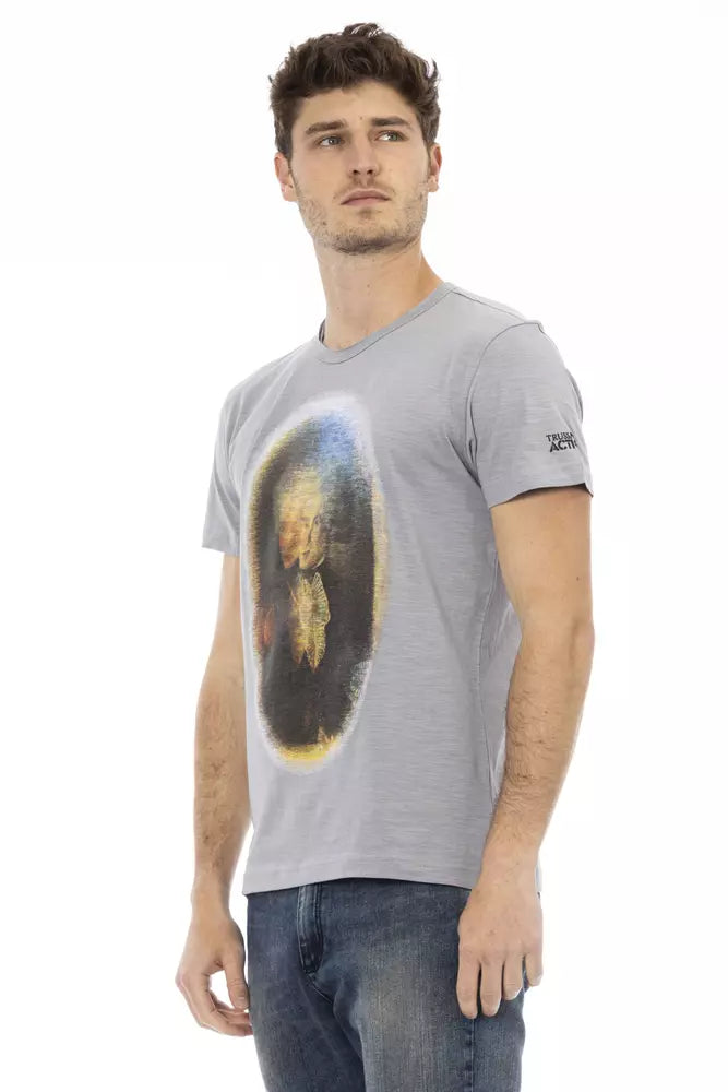 Trussardi Action Gray Cotton Men T-Shirt - ClickThatClicks 