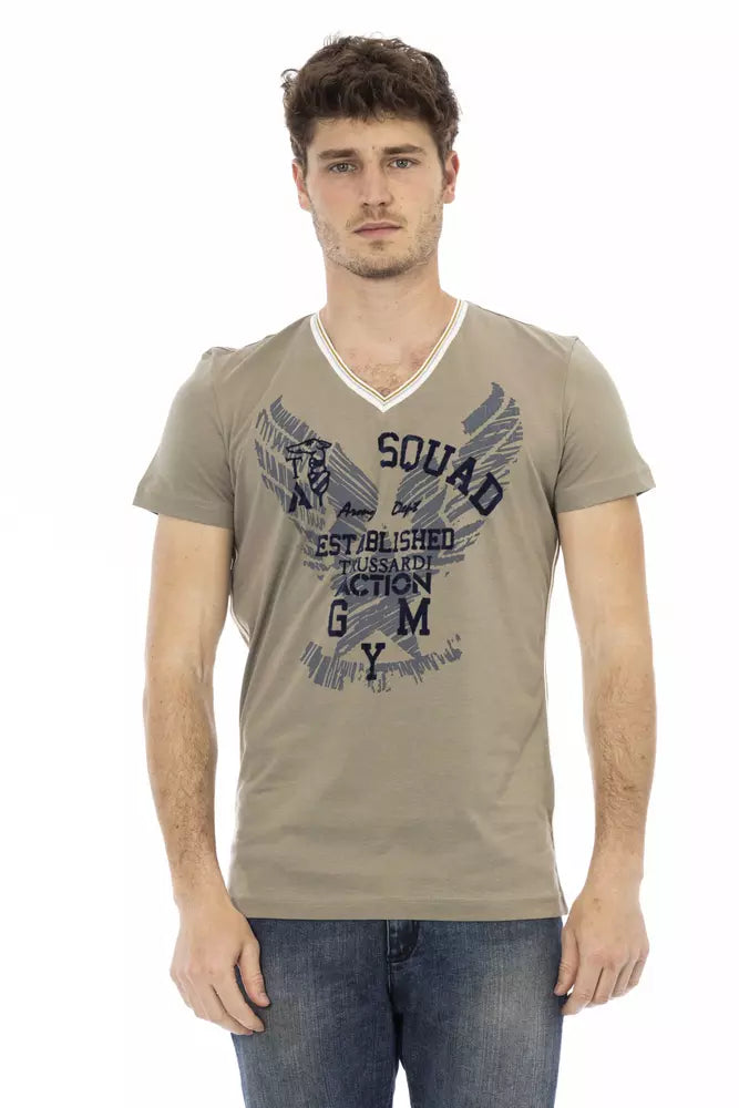 Trussardi Action Green Cotton Men T-Shirt - ClickThatClicks 