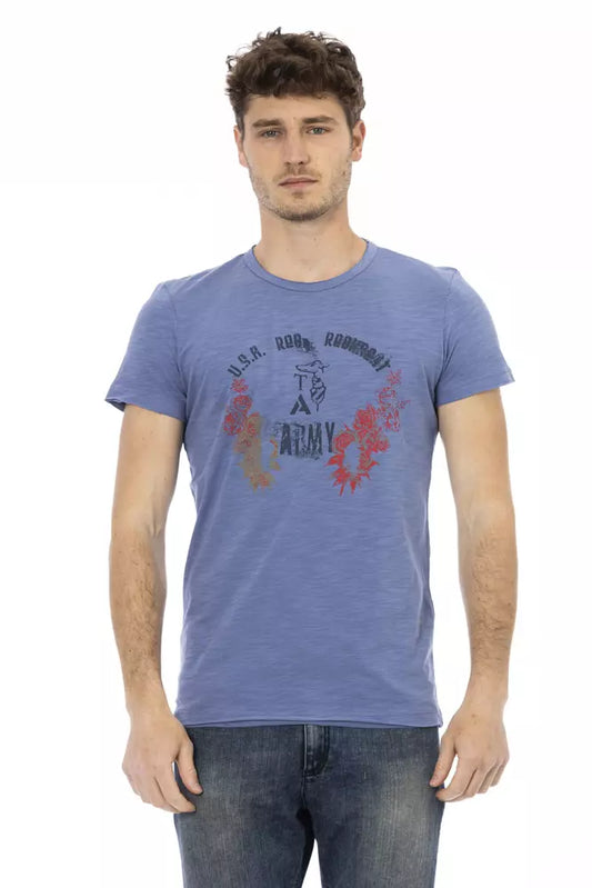 Trussardi Action Blue Cotton Men T-Shirt - ClickThatClicks 