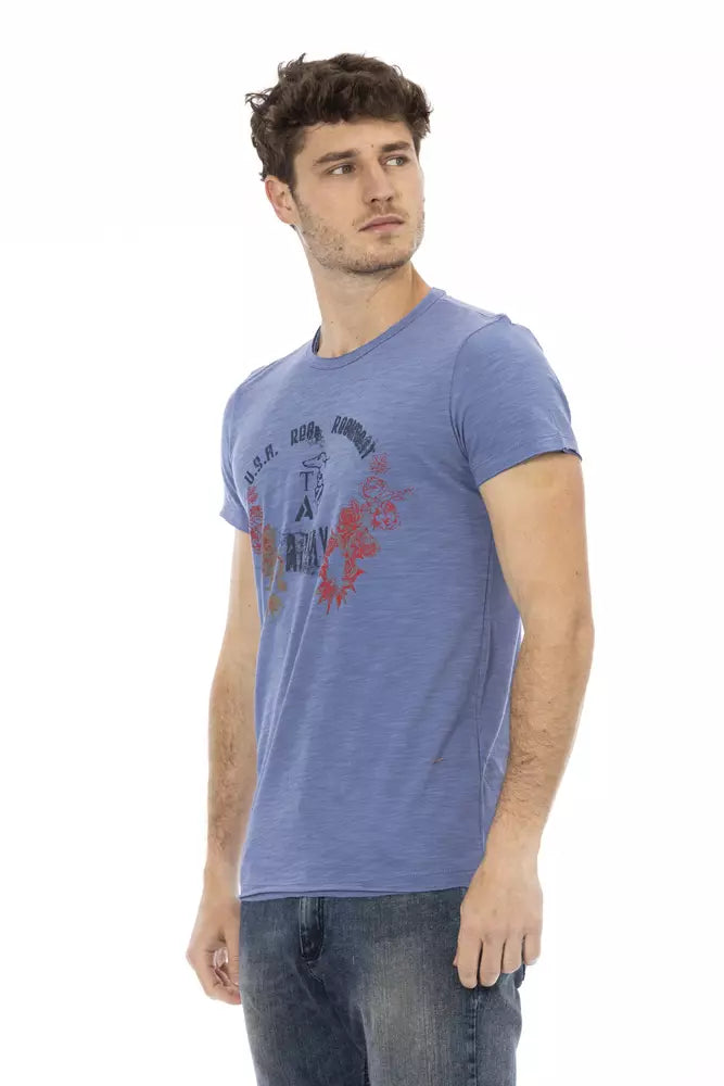 Trussardi Action Blue Cotton Men T-Shirt - ClickThatClicks 