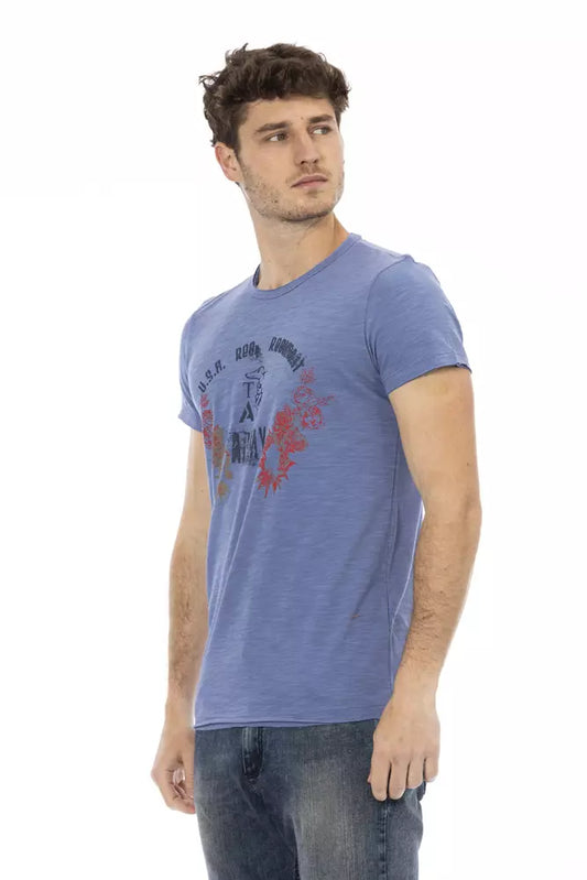 Trussardi Action Blue Cotton Men T-Shirt - ClickThatClicks 