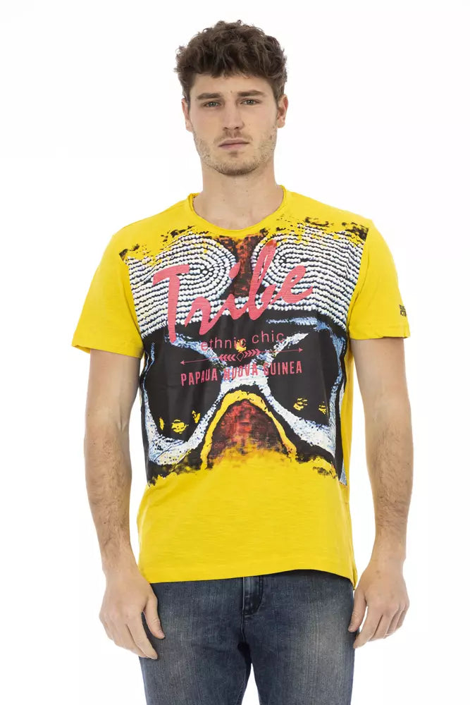 Trussardi Action Yellow Cotton Men T-Shirt - ClickThatClicks 