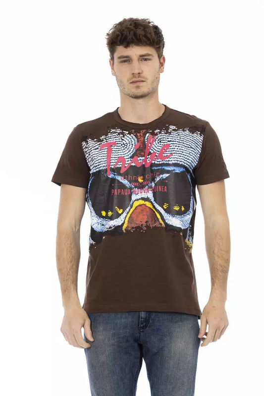 Trussardi Action Brown Cotton Men T-Shirt - ClickThatClicks 