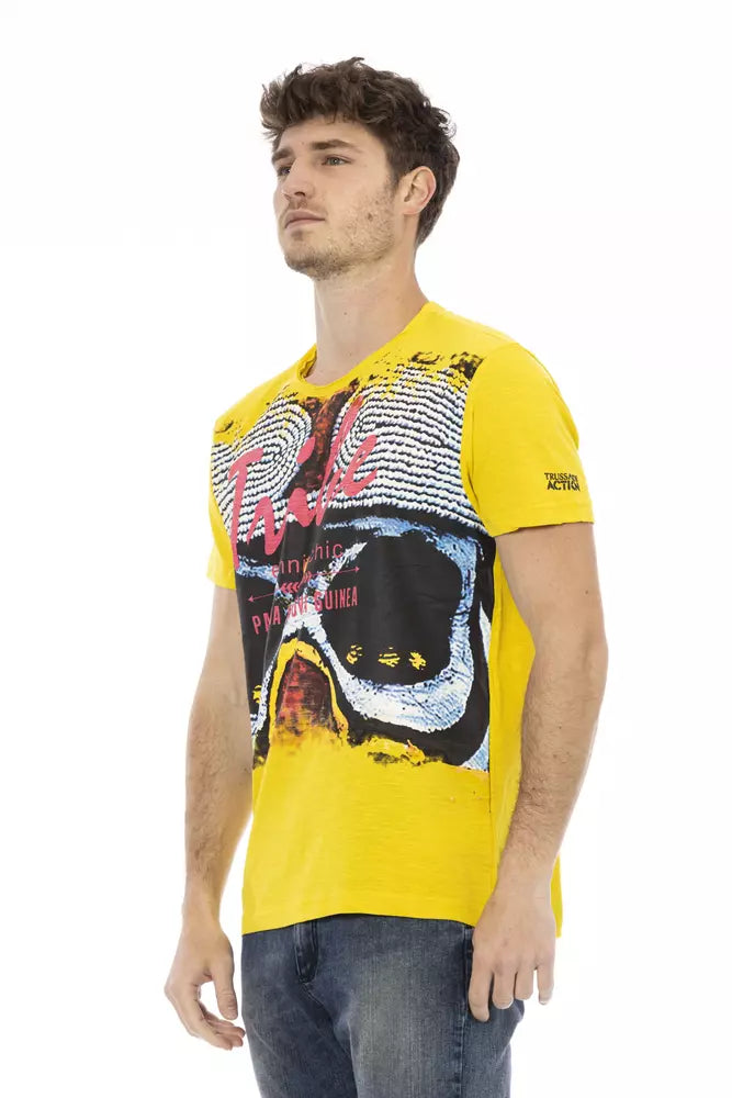 Trussardi Action Yellow Cotton Men T-Shirt - ClickThatClicks 