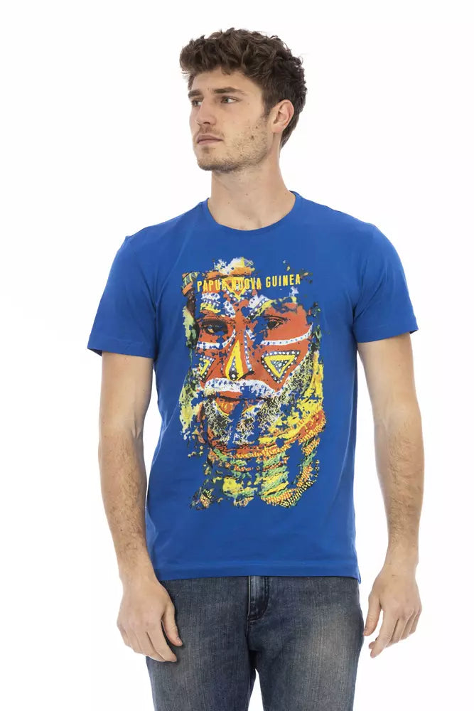 Trussardi Action Blue Cotton Men T-Shirt - ClickThatClicks 