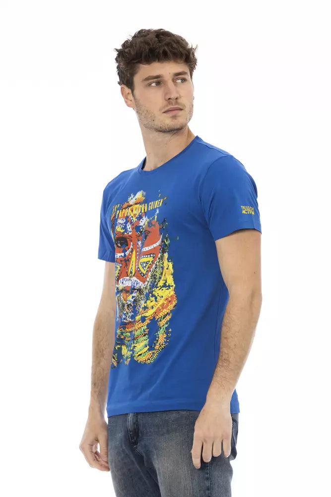 Trussardi Action Blue Cotton Men T-Shirt - ClickThatClicks 