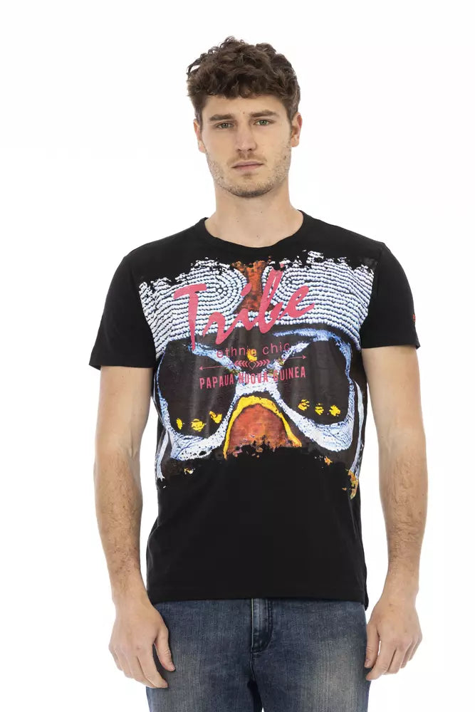 Trussardi Action Black Cotton Men T-Shirt - ClickThatClicks 