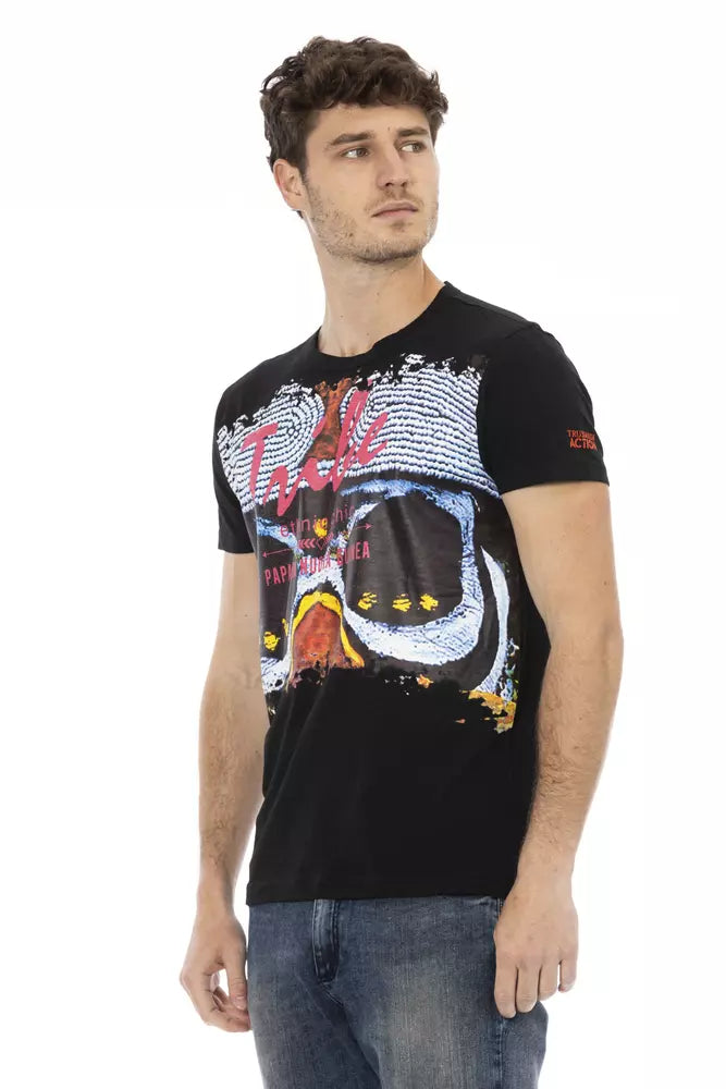 Trussardi Action Black Cotton Men T-Shirt - ClickThatClicks 