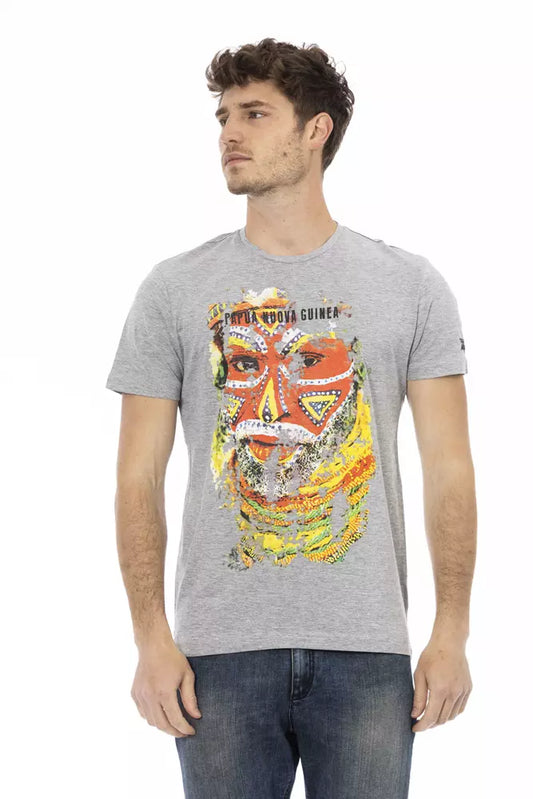 Trussardi Action Gray Cotton Men T-Shirt - ClickThatClicks 