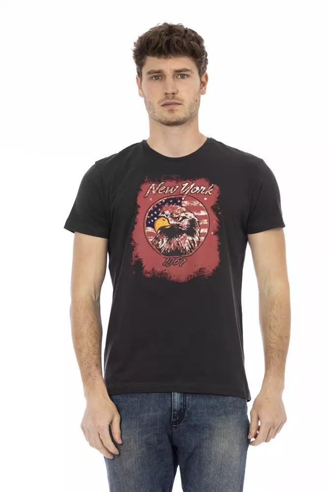 Trussardi Action Black Cotton Men T-Shirt - ClickThatClicks 
