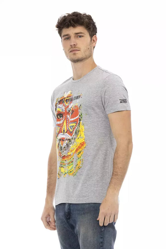 Trussardi Action Gray Cotton Men T-Shirt - ClickThatClicks 