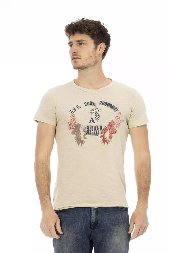 Trussardi Action Beige Cotton Men T-Shirt - ClickThatClicks 