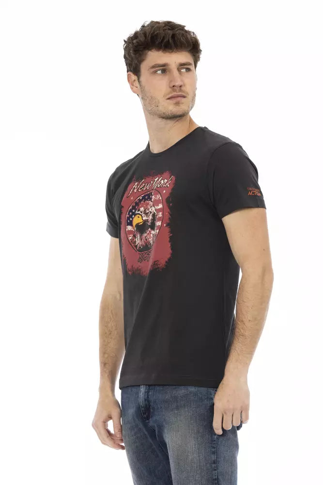 Trussardi Action Black Cotton Men T-Shirt - ClickThatClicks 
