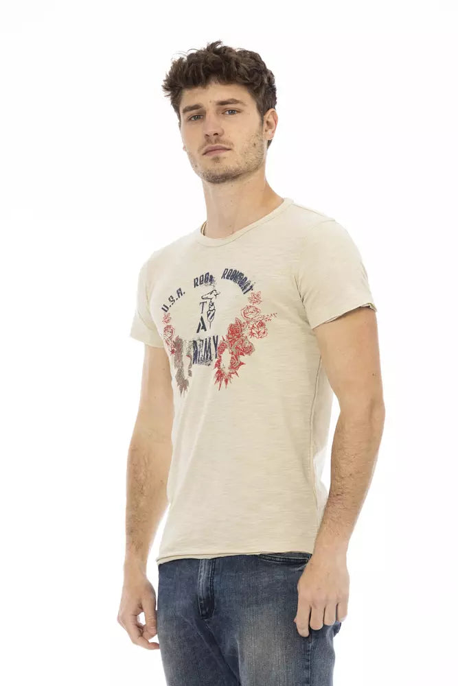 Trussardi Action Beige Cotton Men T-Shirt - ClickThatClicks 