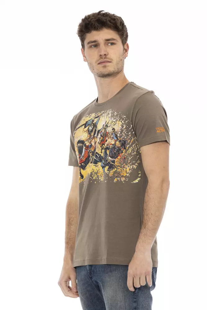 Trussardi Action Brown Cotton Men T-Shirt - ClickThatClicks 