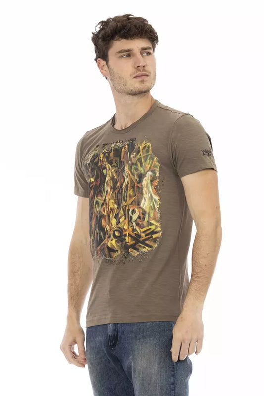 Trussardi Action Brown Cotton Men T-Shirt - ClickThatClicks 