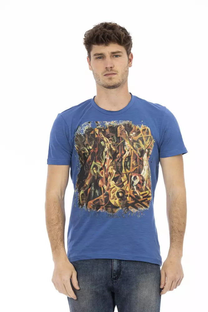 Trussardi Action Blue Cotton Men T-Shirt - ClickThatClicks 