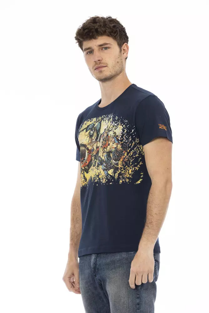 Trussardi Action Blue Cotton Men T-Shirt - ClickThatClicks 