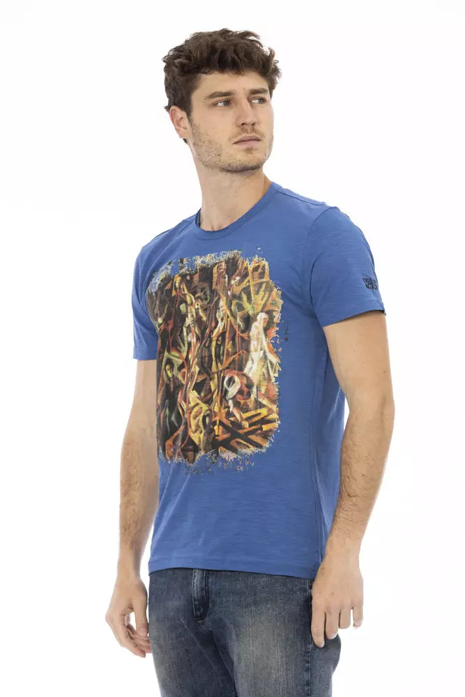 Trussardi Action Blue Cotton Men T-Shirt - ClickThatClicks 