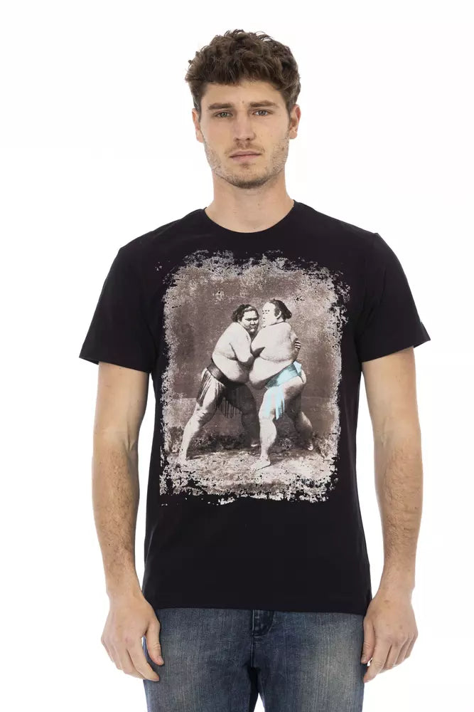 Trussardi Action Black Cotton Men T-Shirt - ClickThatClicks 