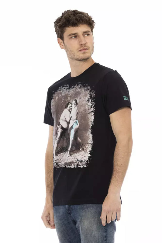 Trussardi Action Black Cotton Men T-Shirt - ClickThatClicks 
