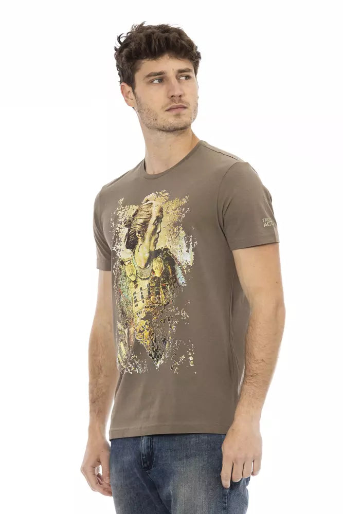 Trussardi Action Brown Cotton Men T-Shirt - ClickThatClicks 