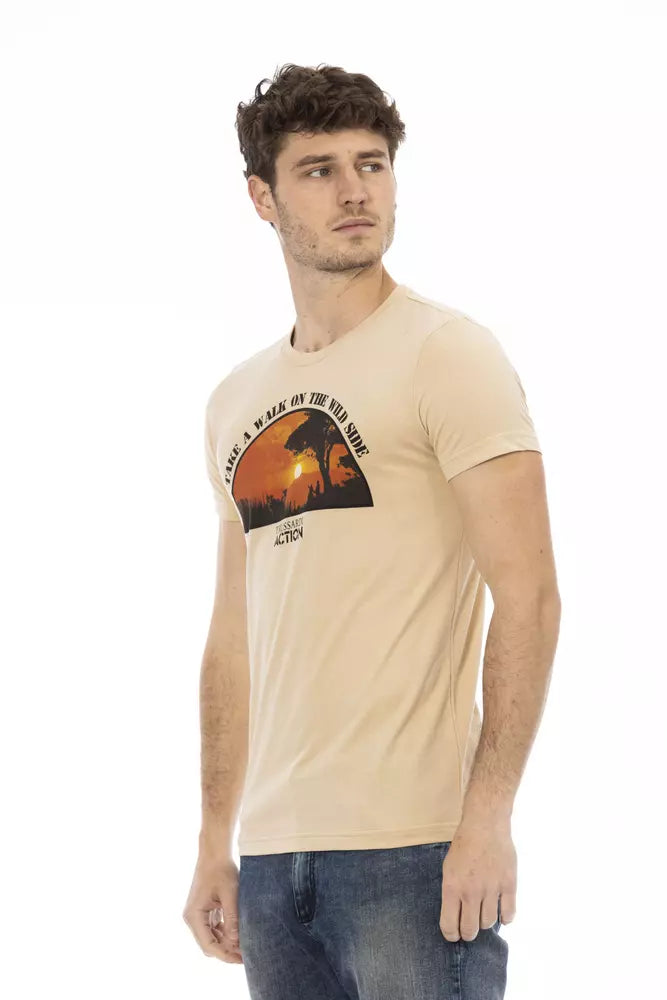 Trussardi Action Beige Cotton Men T-Shirt - ClickThatClicks 