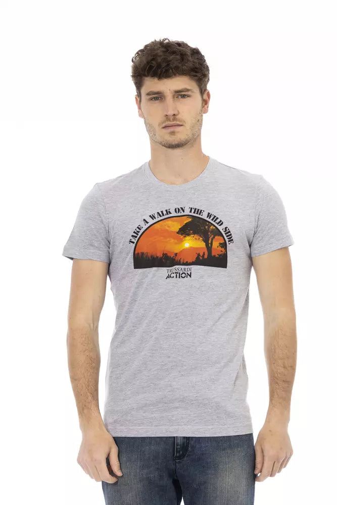 Trussardi Action Gray Cotton Men T-Shirt - ClickThatClicks 