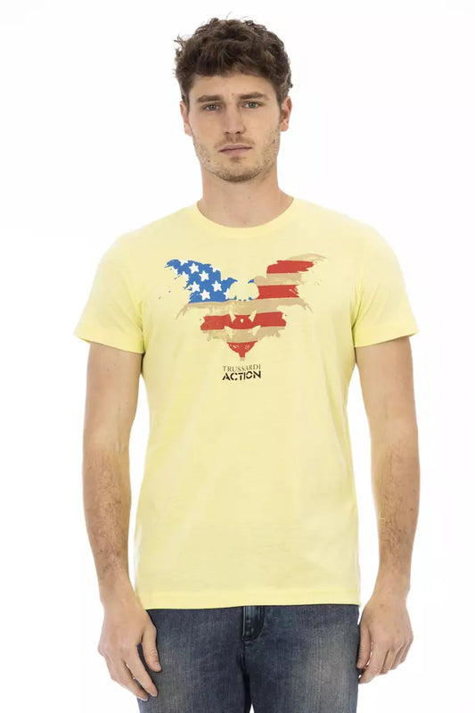 Trussardi Action Yellow Cotton Men T-Shirt - ClickThatClicks 
