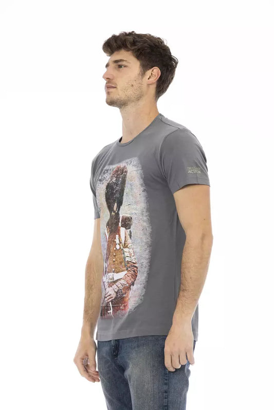 Trussardi Action Gray Cotton Men T-Shirt - ClickThatClicks 