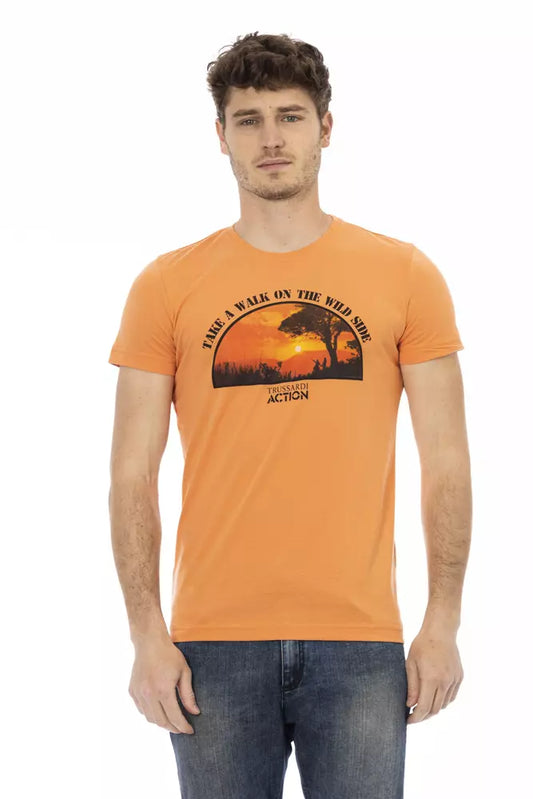 Trussardi Action Orange Cotton Men T-Shirt - ClickThatClicks 
