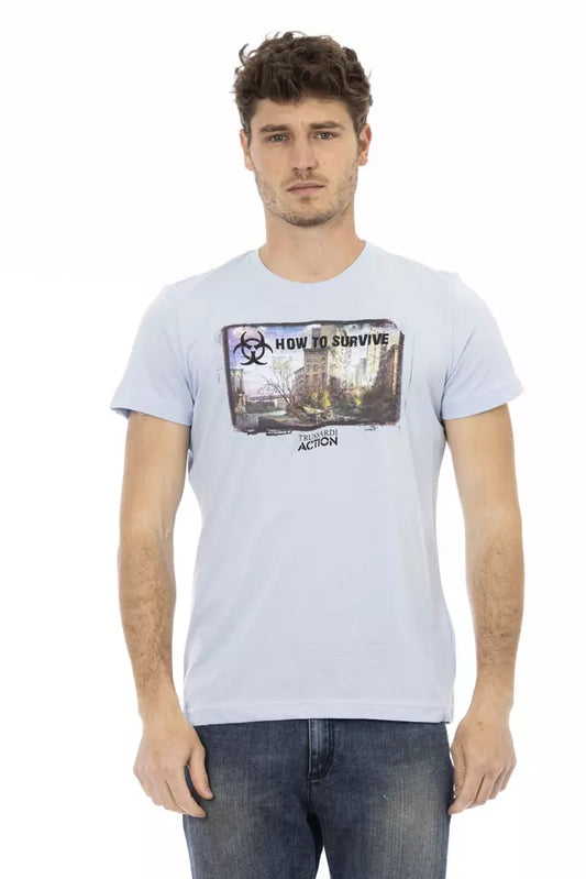 Trussardi Action Light Blue Cotton Men T-Shirt - ClickThatClicks 