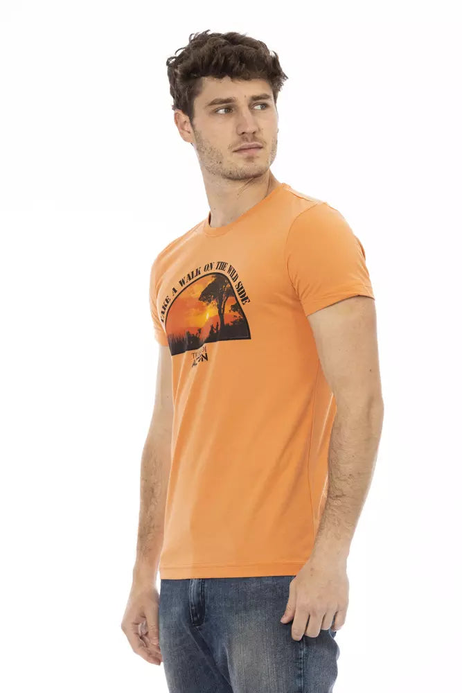 Trussardi Action Orange Cotton Men T-Shirt - ClickThatClicks 