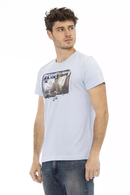 Trussardi Action Light Blue Cotton Men T-Shirt - ClickThatClicks 