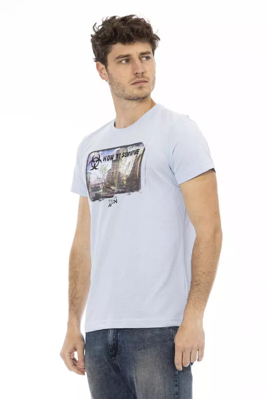 Trussardi Action Light Blue Cotton Men T-Shirt - ClickThatClicks 