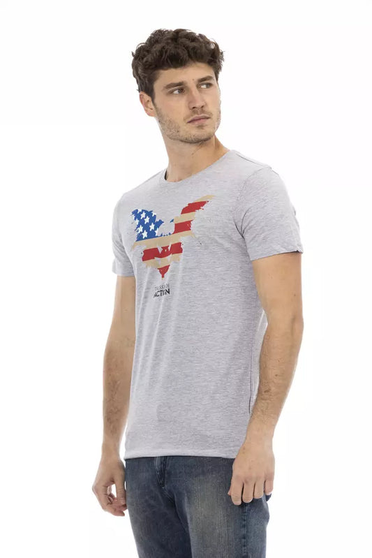 Trussardi Action Gray Cotton Men T-Shirt - ClickThatClicks 