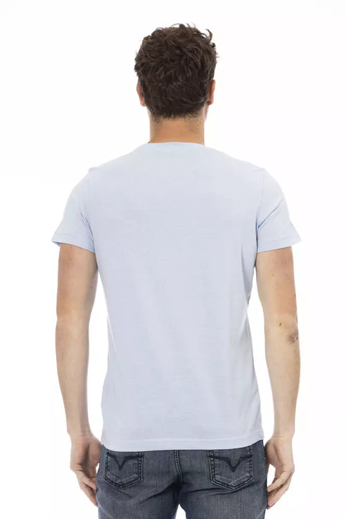Trussardi Action Light Blue Cotton Men T-Shirt - ClickThatClicks 