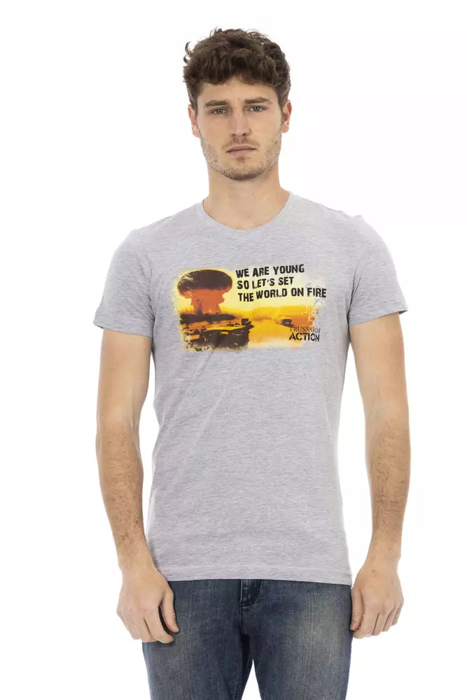 Trussardi Action Gray Cotton Men T-Shirt - ClickThatClicks 