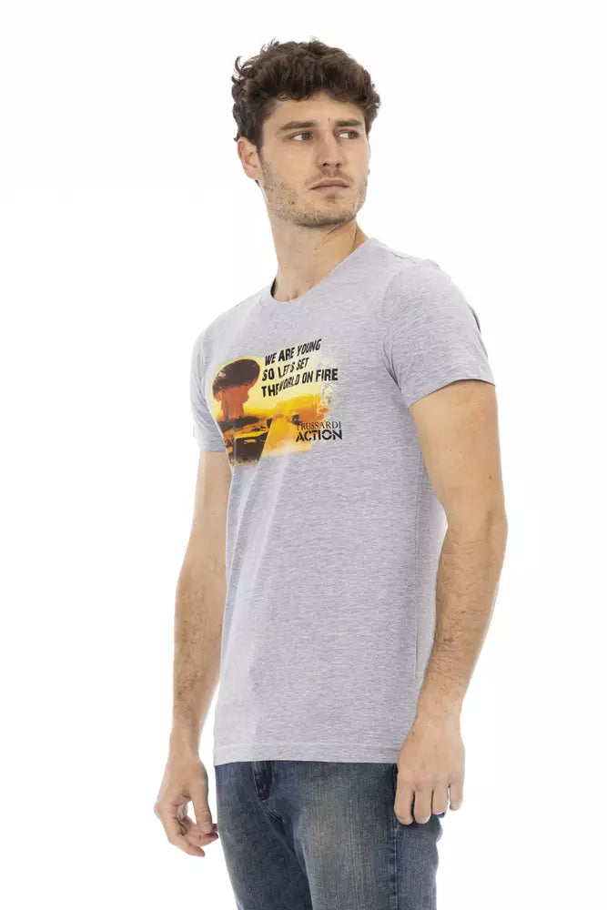 Trussardi Action Gray Cotton Men T-Shirt - ClickThatClicks 
