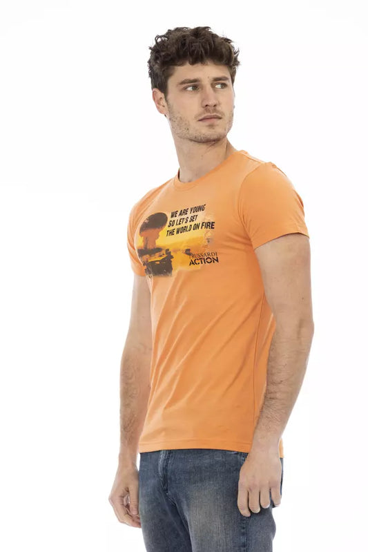 Trussardi Action Orange Cotton Men T-Shirt - ClickThatClicks 