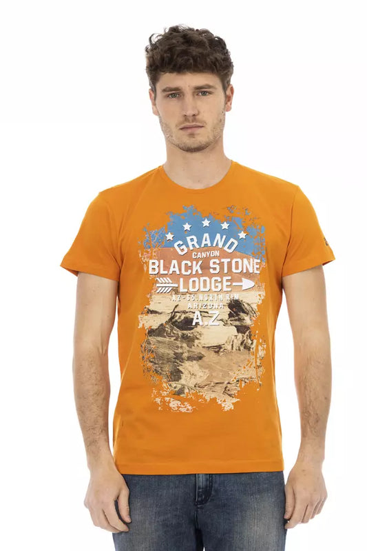 Trussardi Action Orange Cotton Men T-Shirt - ClickThatClicks 