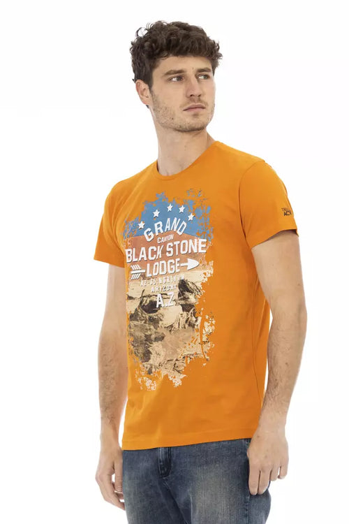 Trussardi Action Orange Cotton Men T-Shirt - ClickThatClicks 